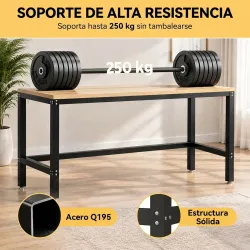 Patas de Mesa de Acero Patas para Muebles Industriales con Almohadillas Ajustables y Tornillos 150x50x81,5 cm Negro - Ogal.Es