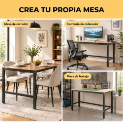 Patas de Mesa de Acero Patas para Muebles Industriales con Almohadillas Ajustables y Tornillos 150x50x81,5 cm Negro - Ogal.Es
