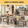 Patas de Mesa de Acero Patas para Muebles Industriales con Almohadillas Ajustables y Tornillos 150x50x81,5 cm Negro - Ogal.Es