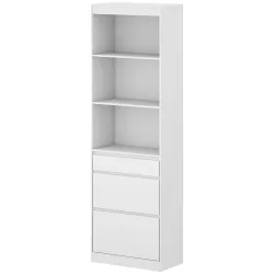 Estantería para Libros Alta y Estrecha Librería 6 Niveles con 3 Cajones 3 Compartimentos Abiertos 57x30x180 cm B... - Ogal.Es