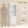 Estantería para Libros Alta y Estrecha Librería 6 Niveles con 3 Cajones 3 Compartimentos Abiertos 57x30x180 cm B... - Ogal.Es