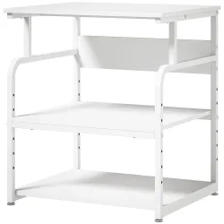 Soporte para Impresora con Ruedas 3 Niveles y Estante Ajustable 60x50x68 cmBlanco - Ogal.Es