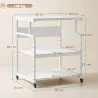Soporte para Impresora con Ruedas 3 Niveles y Estante Ajustable 60x50x68 cmBlanco - Ogal.Es