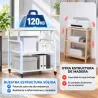 Soporte para Impresora con Ruedas 3 Niveles y Estante Ajustable 60x50x68 cmBlanco - Ogal.Es