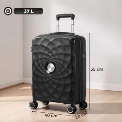Maleta de Cabina 18" Ligera y Rígida con Puerto USB Cerradura TSA y 4 Ruedas Dobles Giratorias Negro - Ogal.Es