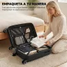 Maleta de Cabina 18" Ligera y Rígida con Puerto USB Cerradura TSA y 4 Ruedas Dobles Giratorias Negro - Ogal.Es