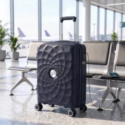 Maleta de Cabina 18" Ligera y Rígida con Puerto USB Cerradura TSA y 4 Ruedas Dobles Giratorias Azul - Ogal.Es