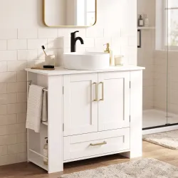 Mueble Bajo Lavabo Estantes en la Puerta Portarrollos Cajón Compartimentos Abiertos para Lavabo sin Pedestal Blanco - Ogal.Es