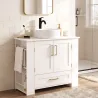 Mueble Bajo Lavabo Estantes en la Puerta Portarrollos Cajón Compartimentos Abiertos para Lavabo sin Pedestal Blanco - Ogal.Es