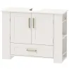 Mueble Bajo Lavabo Estantes en la Puerta Portarrollos Cajón Compartimentos Abiertos para Lavabo sin Pedestal Blanco - Ogal.Es