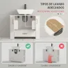 Mueble Bajo Lavabo Estantes en la Puerta Portarrollos Cajón Compartimentos Abiertos para Lavabo sin Pedestal Blanco - Ogal.Es