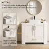 Mueble Bajo Lavabo Estantes en la Puerta Portarrollos Cajón Compartimentos Abiertos para Lavabo sin Pedestal Blanco - Ogal.Es