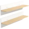 Set de 2 Estantes de Pared Flotantes de 80 cm para Sala de Estar Entrada Dormitorio Carga 3 kg Blanco y Natural - Ogal.Es