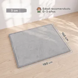 Alfombra Infantil, 180x150 cm, Colchoneta de Espuma 3 cm, Franela Suave, Antideslizante, Resistente al Agua, Gri... - Ogal.Es