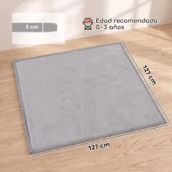 Alfombra Infantil, 127x127 cm, Colchoneta de Espuma 3 cm, Franela Suave, Antideslizante, Resistente al Agua, Gri... - Ogal.Es