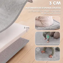 Alfombra Infantil, 127x127 cm, Colchoneta de Espuma 3 cm, Franela Suave, Antideslizante, Resistente al Agua, Gri... - Ogal.Es