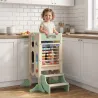Torre de Aprendizaje 6 en 1 Montessori Plegable 3 Alturas con Pizarra Ábaco Reloj Escalones Desmontables 2-6 Año... - Ogal.Es