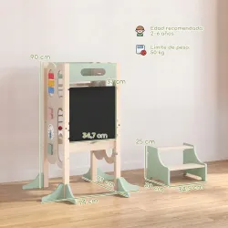 Torre de Aprendizaje 6 en 1 Montessori Plegable 3 Alturas con Pizarra Ábaco Reloj Escalones Desmontables 2-6 Año... - Ogal.Es