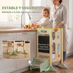 Torre de Aprendizaje 6 en 1 Montessori Plegable 3 Alturas con Pizarra Ábaco Reloj Escalones Desmontables 2-6 Año... - Ogal.Es