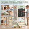 Torre de Aprendizaje 6 en 1 Montessori Plegable 3 Alturas con Pizarra Ábaco Reloj Escalones Desmontables 2-6 Año... - Ogal.Es
