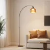 Lámpara de Pie Arco Lámpara de Pie para Salón con Pantalla Ajustable Base de Mármol Negro y Gris Ahumado - Ogal.Es