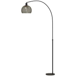 Lámpara de Pie Arco Lámpara de Pie para Salón con Pantalla Ajustable Base de Mármol Negro y Gris Ahumado - Ogal.Es