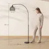 Lámpara de Pie Arco Lámpara de Pie para Salón con Pantalla Ajustable Base de Mármol Negro y Gris Ahumado - Ogal.Es