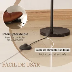 Lámpara de Pie Arco Lámpara de Pie para Salón con Pantalla Ajustable Base de Mármol Negro y Gris Ahumado - Ogal.Es