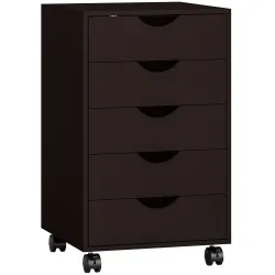 Cajonera Oficina con Ruedas y 5 Cajones Archivador Móvil para Estudio Salón 40x40x68,5 cm Marrón - Ogal.Es