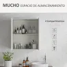 Armario de Baño con Espejo de Pared con 2 Puertas y Estante Ajustable Cierre Suave 60x15x70 cm Blanco - Ogal.Es
