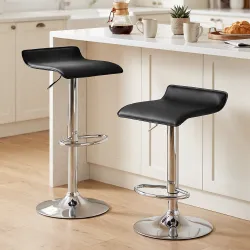 Juego de 2 Taburetes de Bar Giratorios Taburetes Altos de Cocina Altura Ajustable 62-83 cm Respaldo y Reposapiés... - Ogal.Es