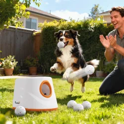 Lanzador de Pelotas para Perros Automático con 6 Pelotas ETPU 3 Distancias Ajustables 6m/10m/14m Naranja - Ogal.Es