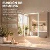 Armario de Baño con Espejo de LED Toma de Corriente 3 Puertas Antivaho Estantes Ajustables de Vidrio Templado Bl... - Ogal.Es