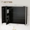 Armario de Baño con Espejo de LED Toma de Corriente 3 Puertas Antivaho Estantes Ajustables de Vidrio Templado Negro - Ogal.Es