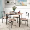 Conjunto de Comedor 5 Piezas Juego de 1 Mesa y 4 Sillas con Pies Acero para Cocina 110x70x75 cm Madera Natural y... - Ogal.Es