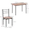 Conjunto de Comedor 5 Piezas Juego de 1 Mesa y 4 Sillas con Pies Acero para Cocina 110x70x75 cm Madera Natural y... - Ogal.Es