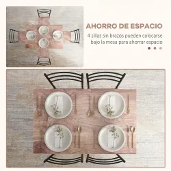 Conjunto de Comedor 5 Piezas Juego de 1 Mesa y 4 Sillas con Pies Acero para Cocina 110x70x75 cm Madera Natural y... - Ogal.Es