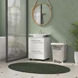Mueble Bajo Lavabo con Cajón y Gabinete con Puerta Recorte en U para Lavabo sin Pedestal 41,5x35,5x59 cm Blanco - Ogal.Es