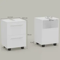 Mueble Bajo Lavabo con Cajón y Gabinete con Puerta Recorte en U para Lavabo sin Pedestal 41,5x35,5x59 cm Blanco - Ogal.Es