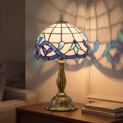 Lámpara de Mesa Tiffany Vintage Lámpara de Mesita de Noche con Coloreado Pantalla de Vidrio para dormitorio Saló... - Ogal.Es