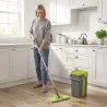 Set de Fregona Plana y Cubo con Escurridor 2 Compartimentos Cabezal 360° 5 Mopas Microfibra Uso Seco/Húmedo Gris... - Ogal.Es