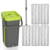Set de Fregona Plana y Cubo con Escurridor 2 Compartimentos Cabezal 360° 5 Mopas Microfibra Uso Seco/Húmedo Gris... - Ogal.Es