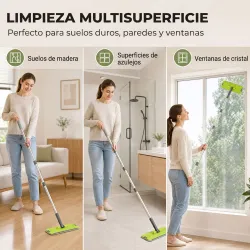 Set de Fregona Plana y Cubo con Escurridor 2 Compartimentos Cabezal 360° 5 Mopas Microfibra Uso Seco/Húmedo Gris... - Ogal.Es