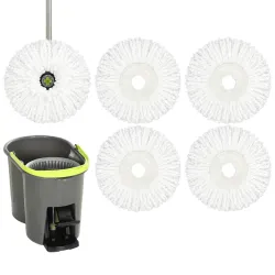 Juego de Fregona y Cubo con Escurridor 2 Compartimentos Cubo de 20 L 5 Mopas Microfibra Uso Seco y Húmedo Gris O... - Ogal.Es