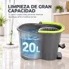 Juego de Fregona y Cubo con Escurridor 2 Compartimentos Cubo de 20 L 5 Mopas Microfibra Uso Seco y Húmedo Gris O... - Ogal.Es