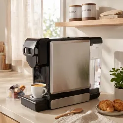 Cafetera Espresso 19 Bares Cafetera Semiautomática Depósito Agua Extraíble de 1 L para Cápsulas y Café Molido Negro - Ogal.Es