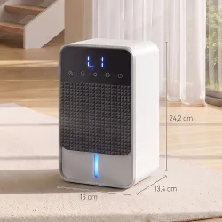 Deshumidificador 0,4L/Día para 15 ㎡ Depósito 1,2 Litros Luz RGB Temporizador de 12H Pantalla LED Negro - Ogal.Es