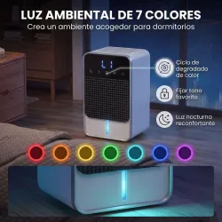 Deshumidificador 0,4L/Día para 15 ㎡ Depósito 1,2 Litros Luz RGB Temporizador de 12H Pantalla LED Negro - Ogal.Es