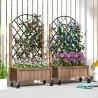 2 Jardineras de Madera Elevadas con Enrejado Metálico para Plantas Trepadoras y Flores 52x25x97 cm Marrón y Negro - Ogal.Es