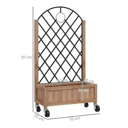 2 Jardineras de Madera Elevadas con Enrejado Metálico para Plantas Trepadoras y Flores 52x25x97 cm Marrón y Negro - Ogal.Es